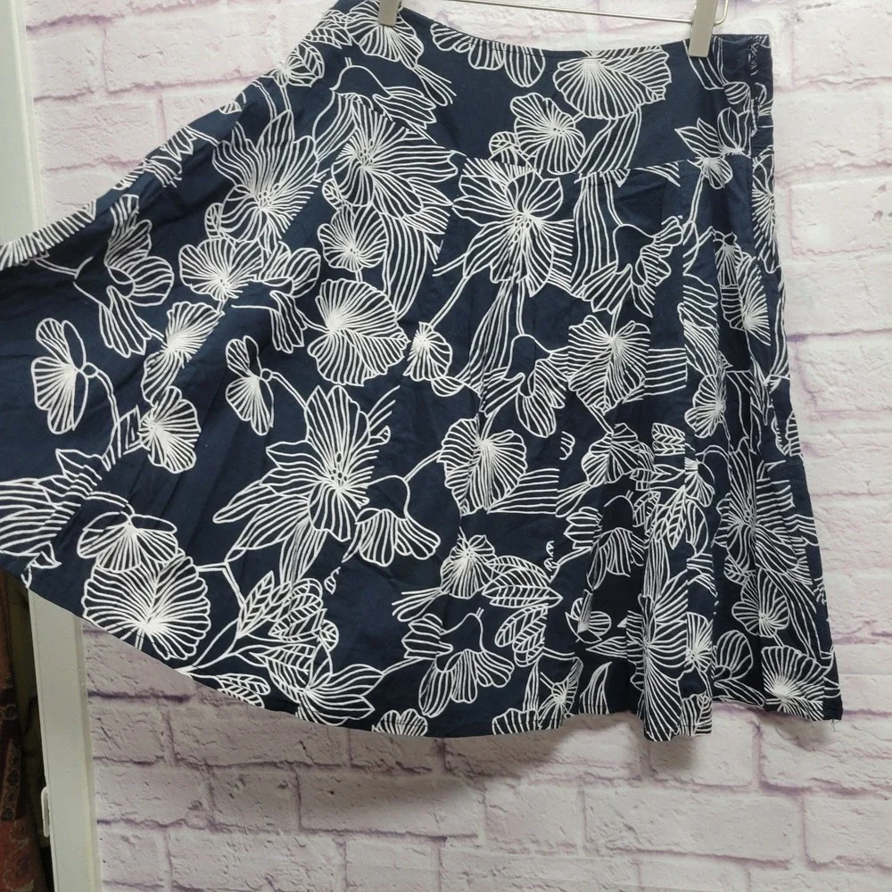 Dizzy Lizzy Floral A-Line Skirt Sz L Flowy High Waist Y2K Boho Coastal‎ Coquette
